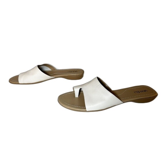 VANELi Tallis White Bogota Slip On Leather Toe Loop Sandals Women's 10.5 - Picture 2 of 10